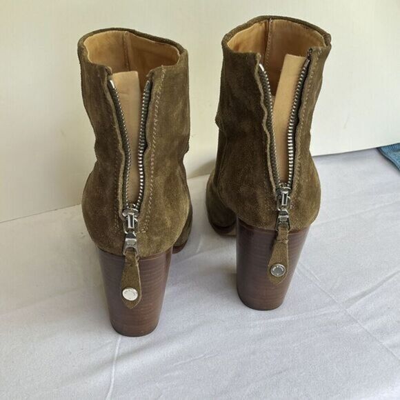 Rag & Bone Suede Ankle Bootie Boot Size 9 Green Chunky Heel Back‎ Zip Bohemian - Picture 6 of 16